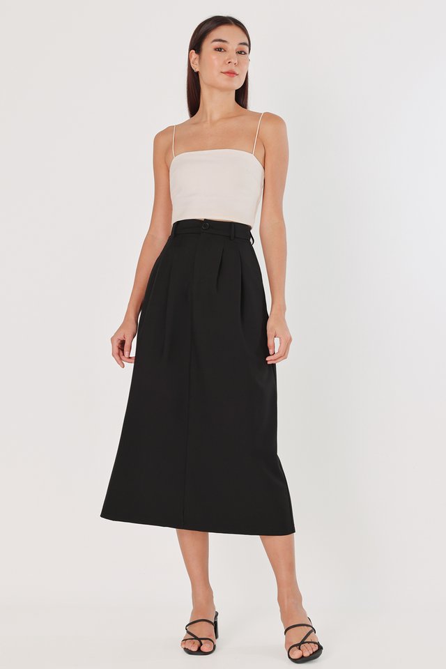 MAEVE A-LINE MIDAXI SKIRT (BLACK)