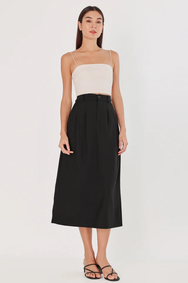 MAEVE A-LINE MIDAXI SKIRT (BLACK)