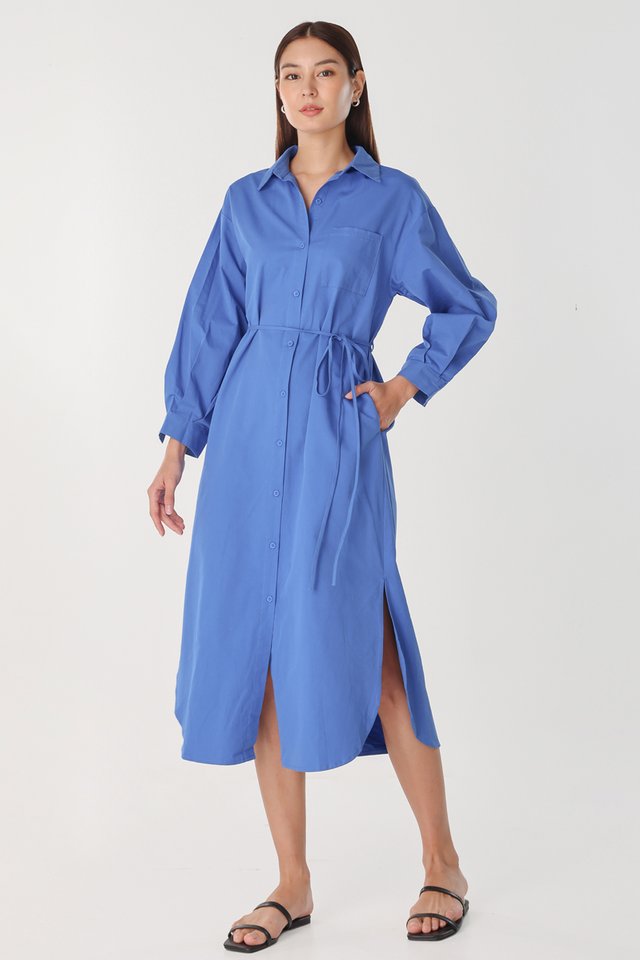 DOREEN BUTTON MIDAXI SHIRT DRESS (SAPPHIRE BLUE)