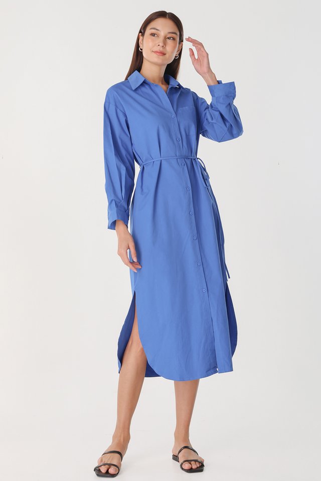 DOREEN BUTTON MIDAXI SHIRT DRESS (SAPPHIRE BLUE)