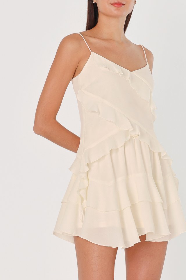 QUINN CHIFFON RUFFLE DRAPE TOP (CHAMPAGNE)