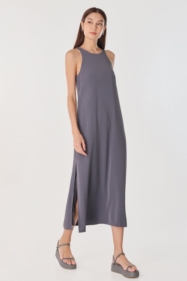 AURELIA RACER LOUNGE MAXI DRESS (GUNMETAL)