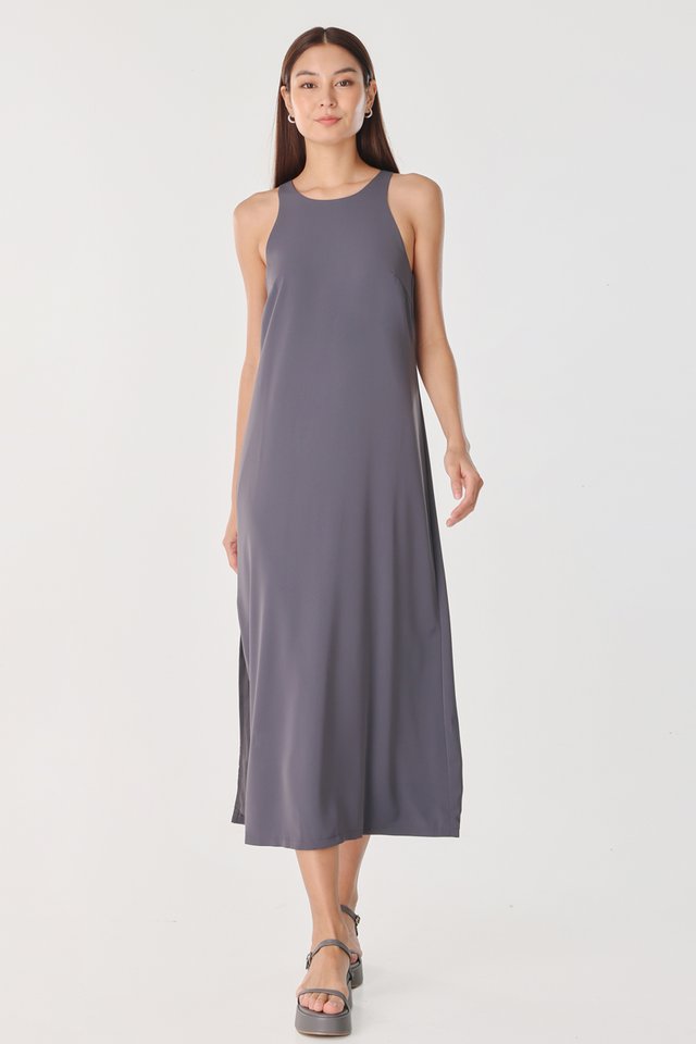 AURELIA RACER LOUNGE MAXI DRESS (GUNMETAL)