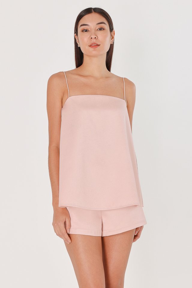 LORRAINE SATIN LONGLINE CAMI TOP (NUDE PINK)