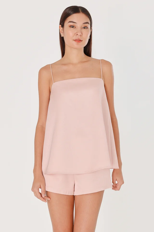 LORRAINE SATIN LONGLINE CAMI TOP (NUDE PINK)