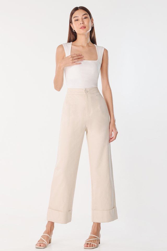 KADY COTTON CUFFED STRAIGHT LEG PANTS (BIRCH)