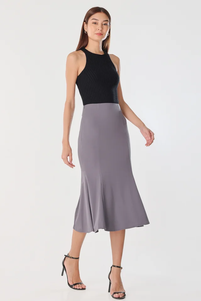 POLENE MERMAID MIDAXI SKIRT (SLATE BLUE)