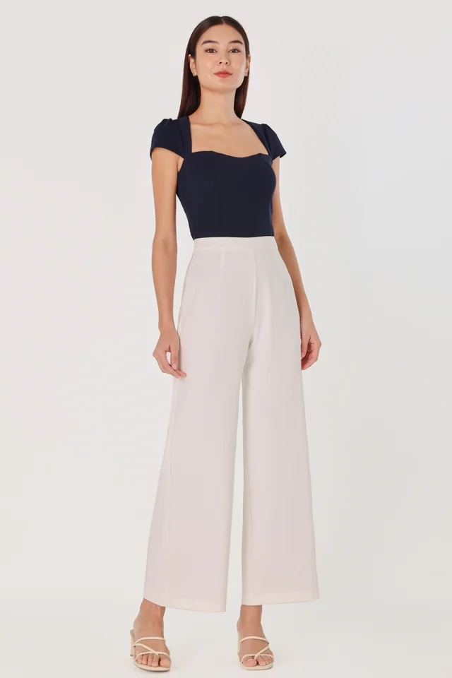 LISA STRAIGHT LEG PANTS - PETITE (WHITE)