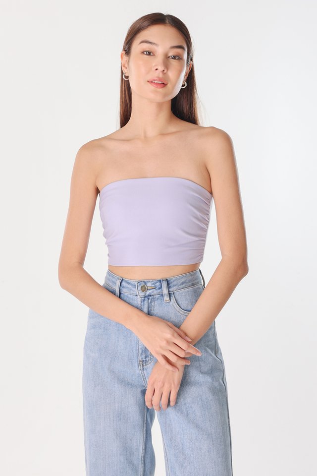 NALIA PADDED SIDE RUCHED 2-WAY TOP (LILAC)