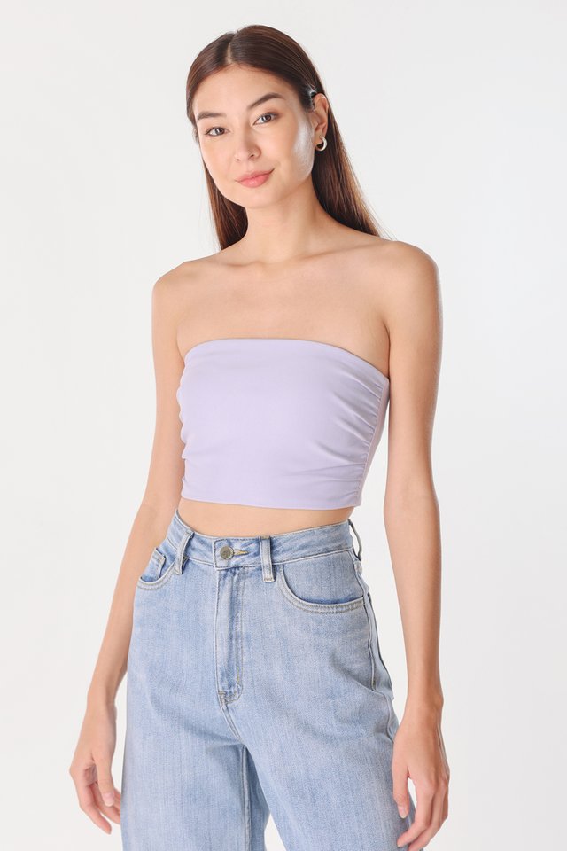 NALIA PADDED SIDE RUCHED 2-WAY TOP (LILAC)