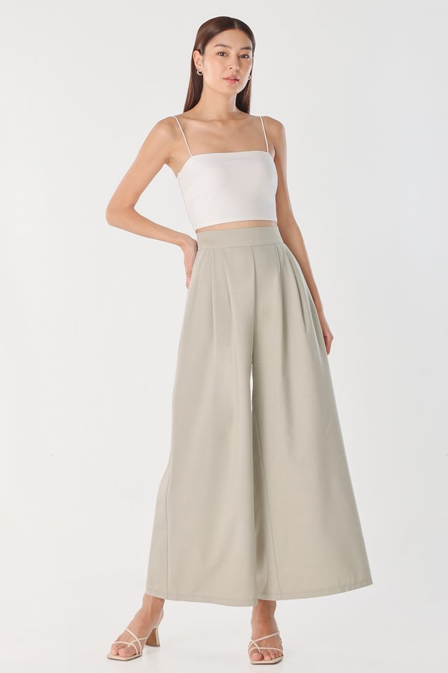 VANNA PLEATED FLARE PANTS (LIGHT SAGE)