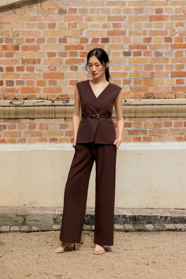 LISA STRAIGHT LEG PANTS - REGULAR (BROWN)
