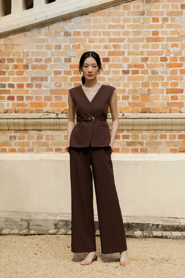 LISA STRAIGHT LEG PANTS - REGULAR (BROWN)