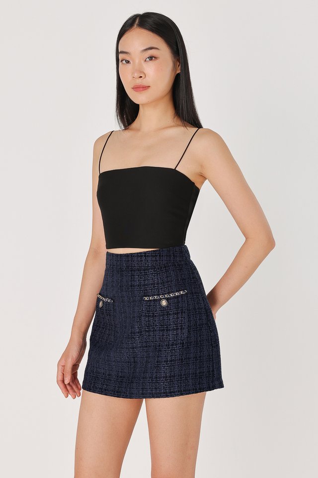 SHELBY TWEED CHAIN POCKET SKORTS (NAVY)