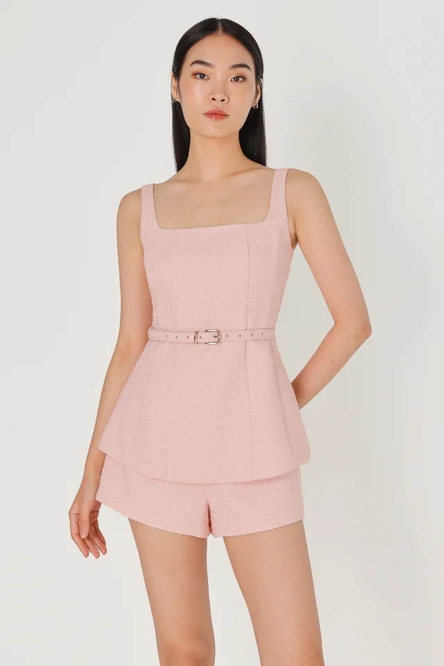 BRENA TWEED BELTED SHORTS SET