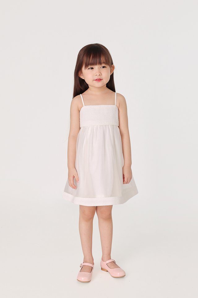 NIKITA CONTRAST TWEED ORGANZA DRESS (WHITE) - MINI GIRL