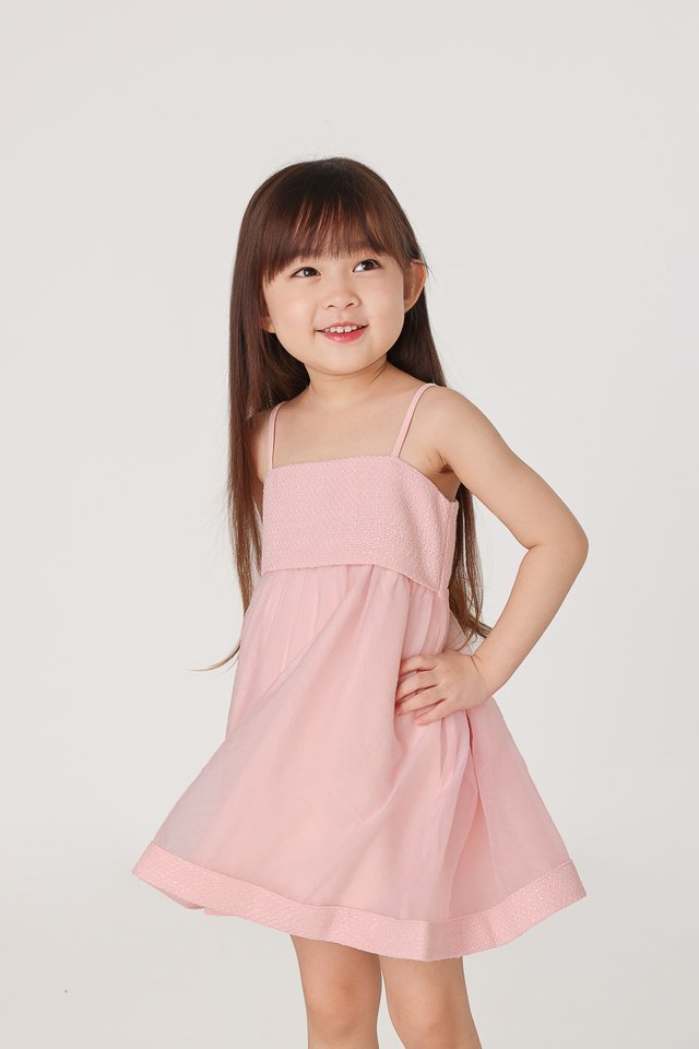 NIKITA CONTRAST TWEED ORGANZA DRESS (PINK) - MINI GIRL