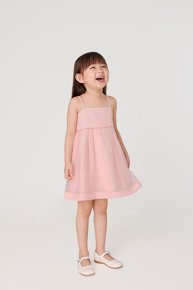 NIKITA CONTRAST TWEED ORGANZA DRESS (PINK) - MINI GIRL