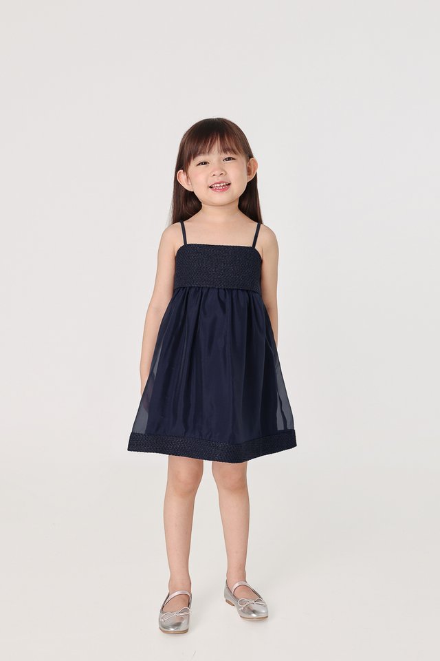 NIKITA CONTRAST TWEED ORGANZA DRESS (NAVY) - MINI GIRL