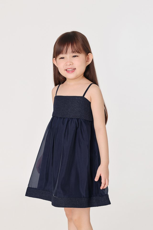 NIKITA CONTRAST TWEED ORGANZA DRESS (NAVY) - MINI GIRL