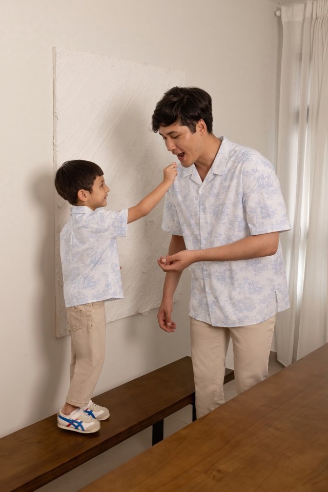 ENZO COTTON FLORAL REVERE COLLAR BUTTON SHIRT