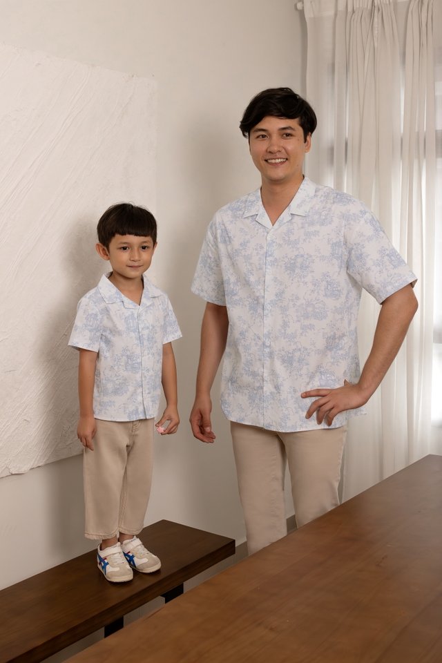 ENZO COTTON FLORAL REVERE COLLAR BUTTON SHIRT