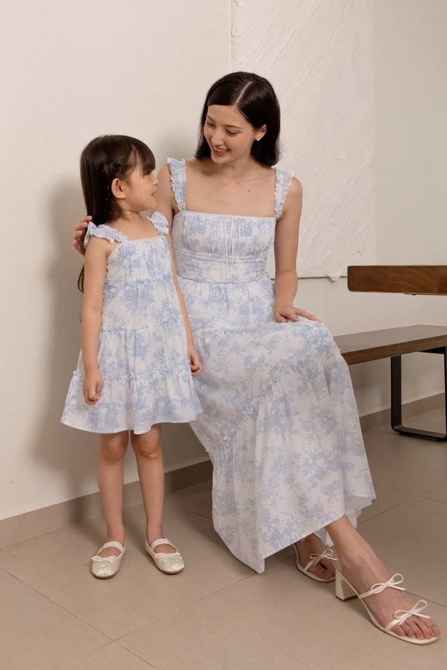 ENVIE RUFFLE RUCHED EYELET INSERT TIERED DRESS - MINI GIRL