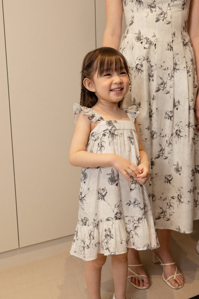 JULIETTE LINEN FLORAL DROPWAIST DRESS - MINI GIRL
