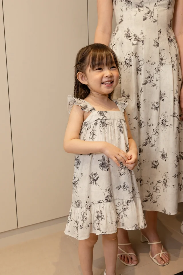 JULIETTE LINEN FLORAL DROPWAIST DRESS - MINI GIRL