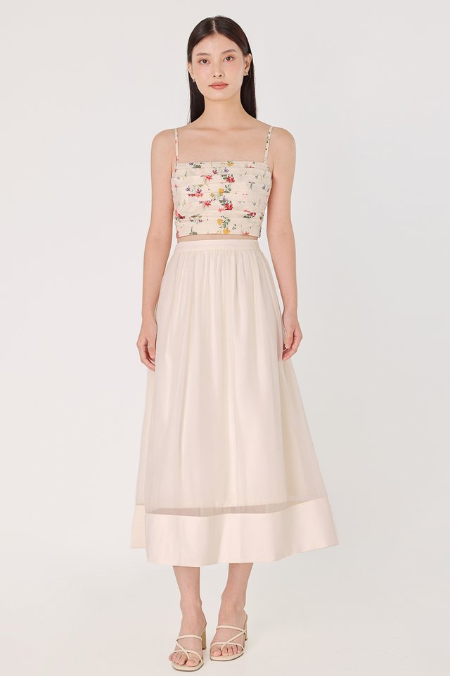 PAULA ORGANZA THICK HEM MIDAXI SKIRT (CHAMPAGNE)