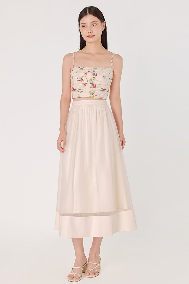 PAULA ORGANZA THICK HEM MIDAXI SKIRT (CHAMPAGNE)