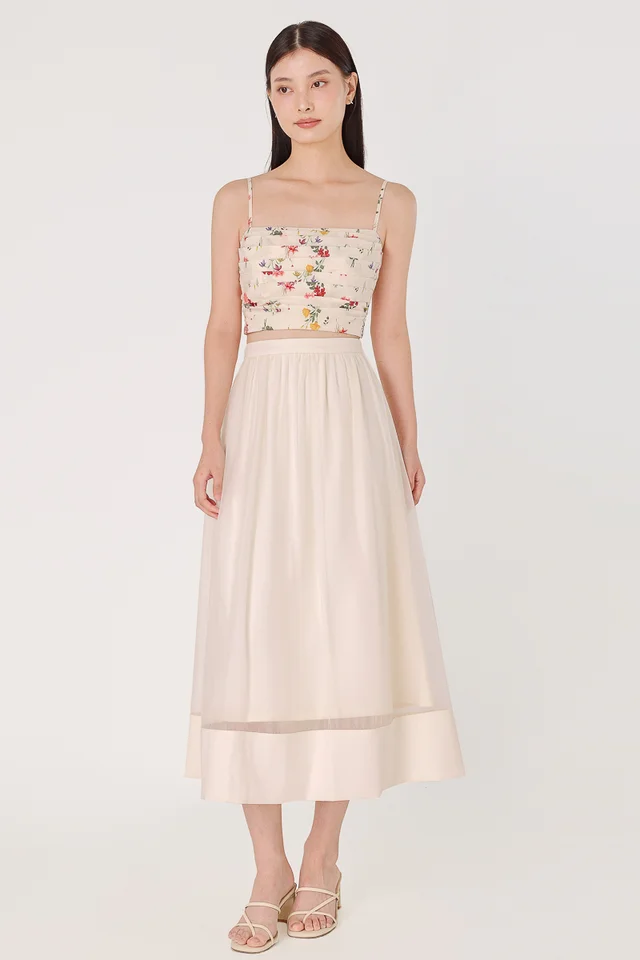 PAULA ORGANZA THICK HEM MIDAXI SKIRT (CHAMPAGNE)