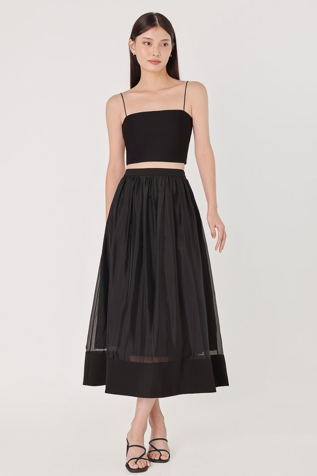 PAULA ORGANZA THICK HEM MIDAXI SKIRT (BLACK)