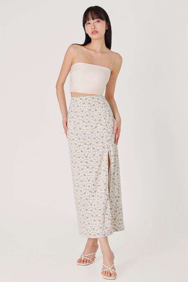 CLAIRE FLORAL COLUMN SLIT MAXI SKIRT