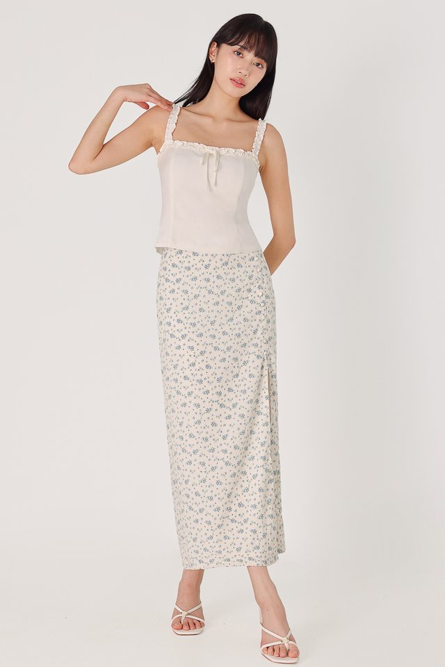 CLAIRE FLORAL COLUMN SLIT MAXI SKIRT