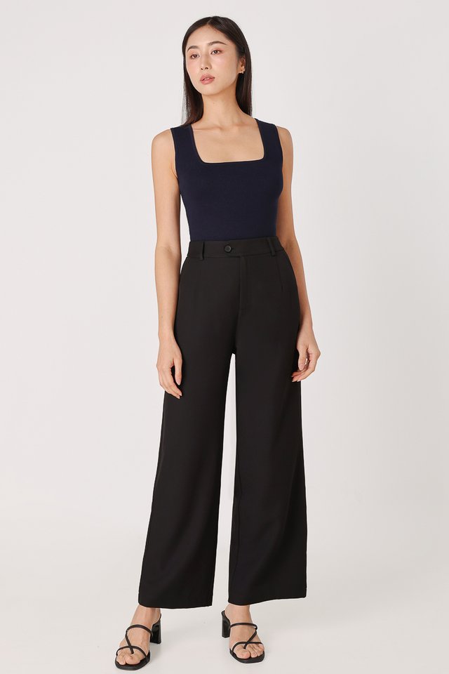 ROWAN OVERLAP STRAIGHT LEG PANTS - REGULAR (BLACK)