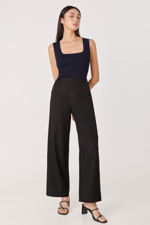 ROWAN OVERLAP STRAIGHT LEG PANTS - REGULAR (BLACK)