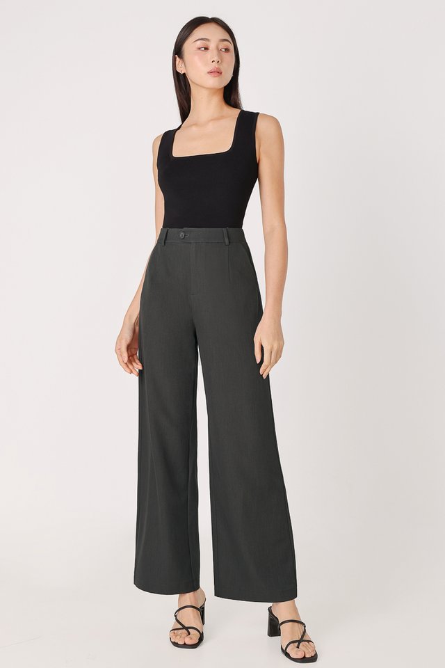 ROWAN OVERLAP STRAIGHT LEG PANTS - REGULAR (COAL)