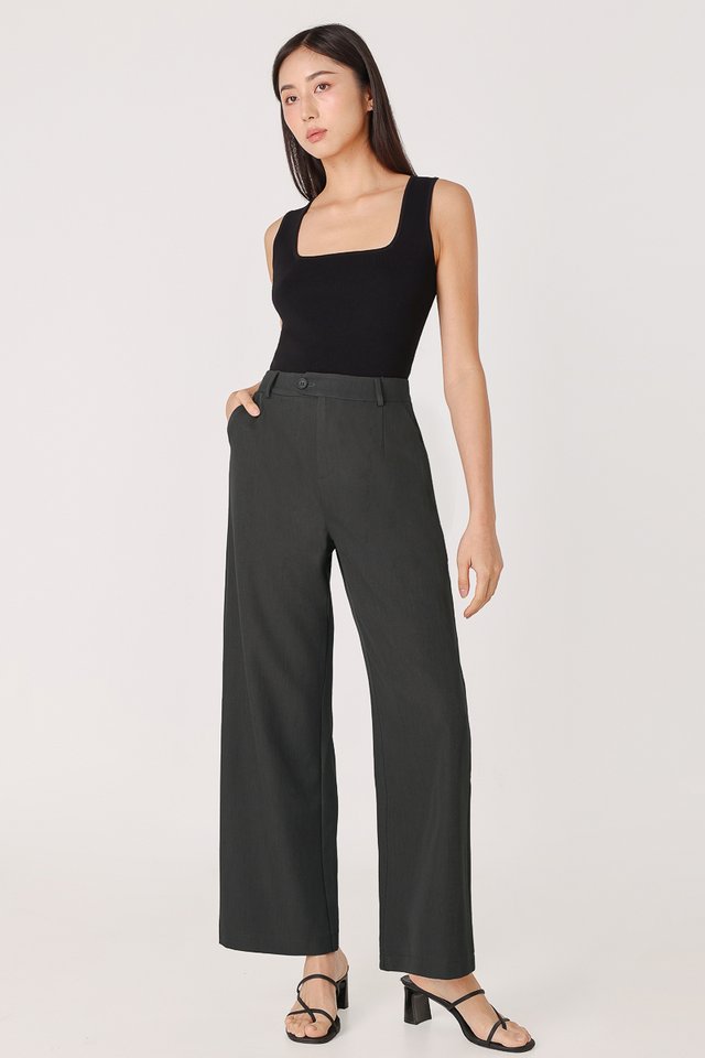 ROWAN OVERLAP STRAIGHT LEG PANTS - REGULAR (COAL)