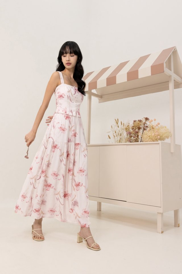 DESTINY PULL-ON DROPWAIST MAXI SKIRT (FLORAL)