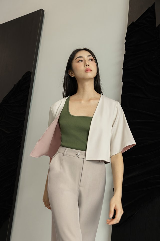 BLANC REVERSIBLE KIMONO OUTERWEAR (CREAM/PINK)