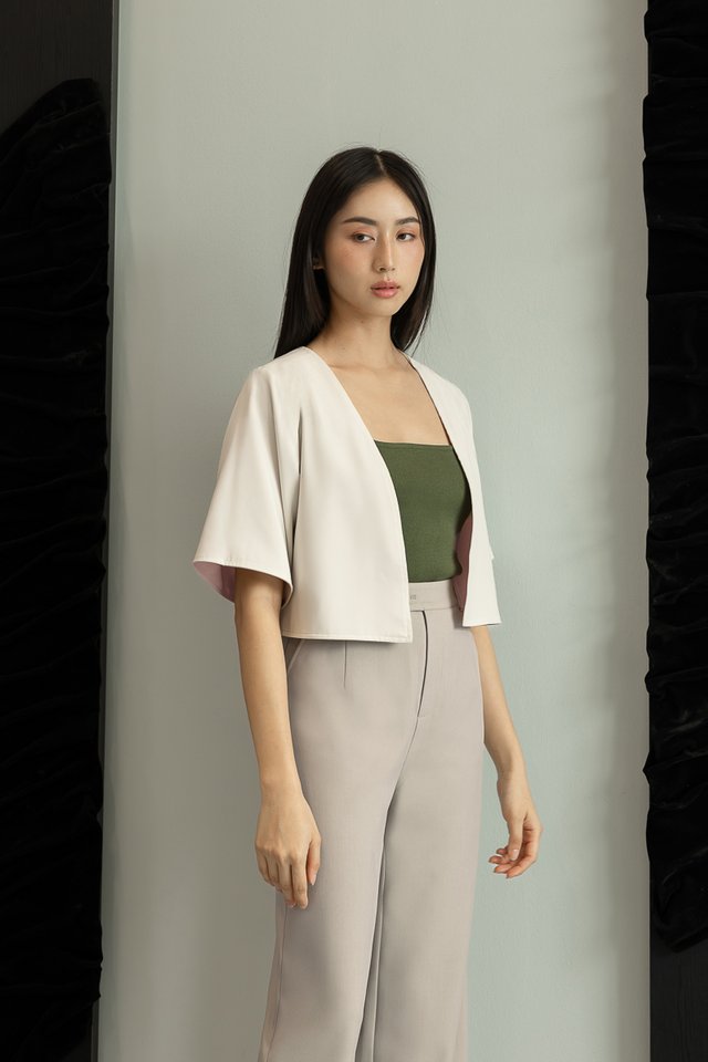 BLANC REVERSIBLE KIMONO OUTERWEAR (CREAM/PINK)