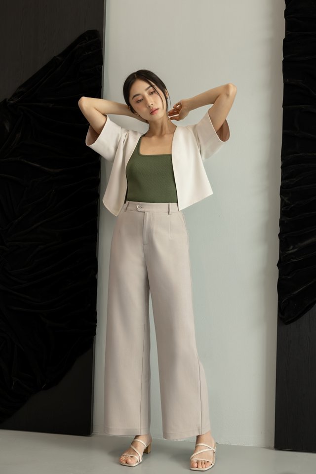 ROWAN OVERLAP STRAIGHT LEG PANTS - PETITE (BONE)
