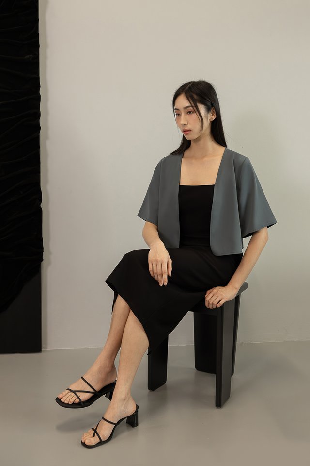 BLANC REVERSIBLE KIMONO OUTERWEAR (GREY/BLACK)