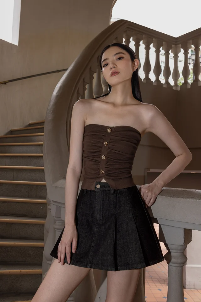 DREAMWEAVER PLEATED DENIM SKORTS (BLACK)