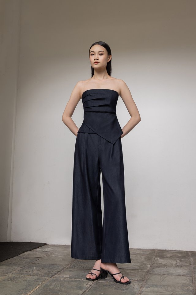 NYLA DENIM CHAMBRAY TWO-WAY PANTS SET