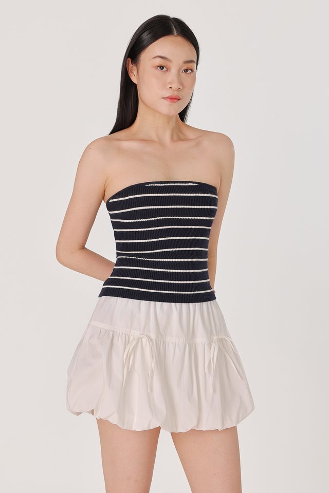 EUGENA STRIPED KNIT TUBE TOP (NAVY)