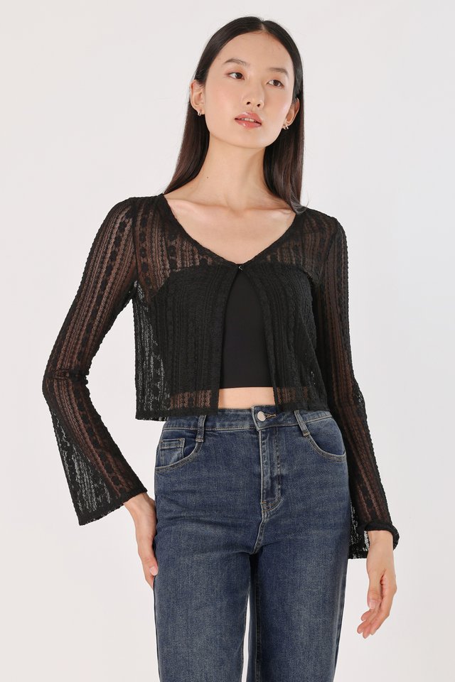 KAYLA LACE CLASP CARDIGAN (BLACK)