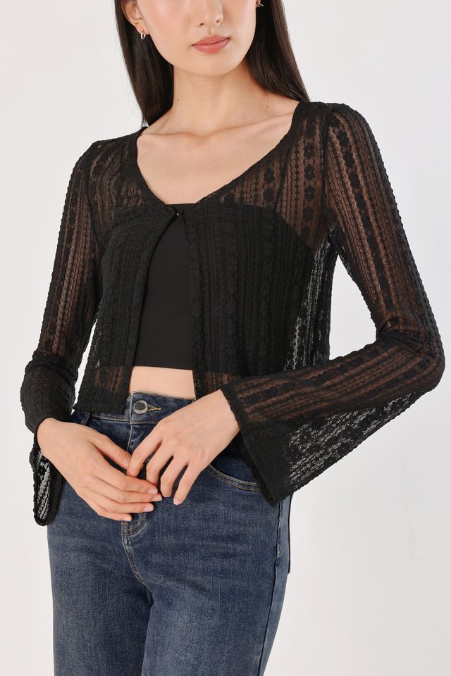 KAYLA LACE CLASP CARDIGAN (BLACK)