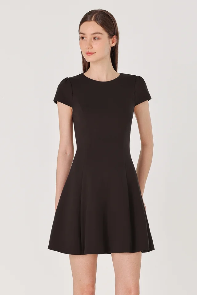 CYNTHIA PADDED CAP SLEEVE DRESS (ESPRESSO)